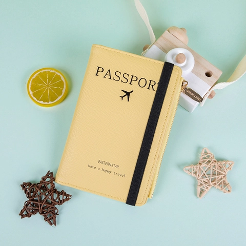Reisepass Hülle Reisebrieftasche PU Leder Multifunktionale Kartenfächer Reißverschluss Gummiband Retro Vintage Damen
