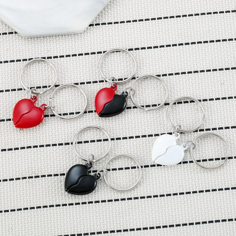 Porte-Clés Cœur Magnétique Alliage De Zinc Pendentif Assorti Cadeau Saint Valentin Amoureux Accessoires