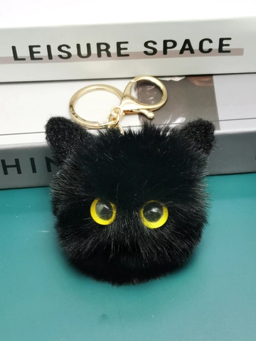 Carino Cartone Animato Peluche Gatto Palla Portachiavi Borsa Pendente Grandi Occhi Pelliccia Sintetica Accessorio Portachiavi