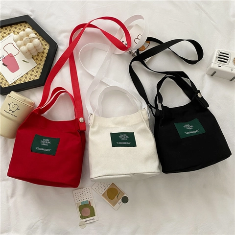 Borsa A Secchiello In Tela Minimalista Mini Tote Donna Borsa A Tracolla Borsa A Mano Chiusura Magnetica Stile Coreano