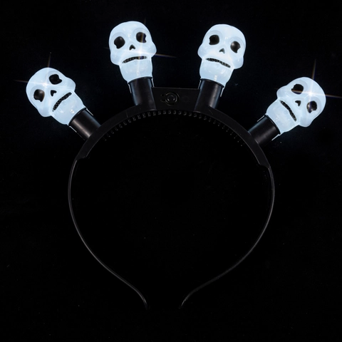 LED Glowing Halloween Necklace Skull Pumpkin Headband Light Up Party Decor Plastic Accessory For Adults Kids