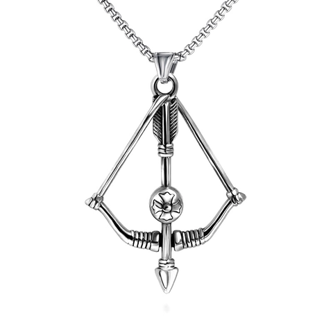 Vintage Stainless Steel Chain Alloy Pendant Necklace Punk Gothic Hip Hop Jewelry For Men Women Bow Arrow Cross Wolf Anchor Pendant