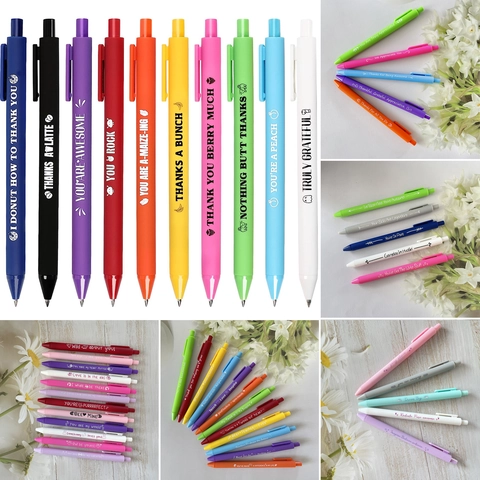 Retractable Pens With Inspirational Slogans Colorful Plastic Writing Supplies For Office School Students Novelty Gift