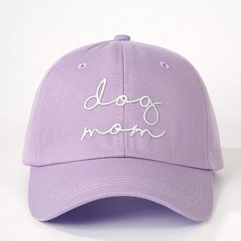 Dog Mom Embroidered Baseball Cap Polyester Adjustable Strap Outdoor Sun Protection Casual Curved Brim Hat For Women