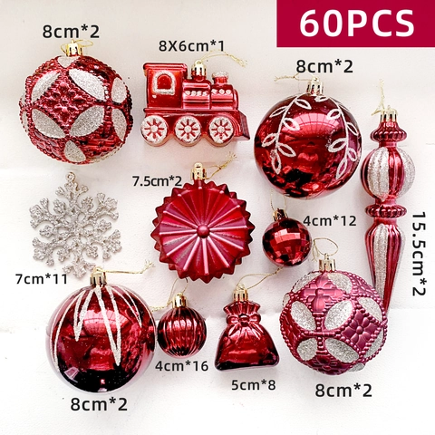 Ornamenti Appesi Albero Di Natale Palline Forme Multiple Plastica Galvanizzata Glitter Decorazione Casa Festa Colori Assortiti