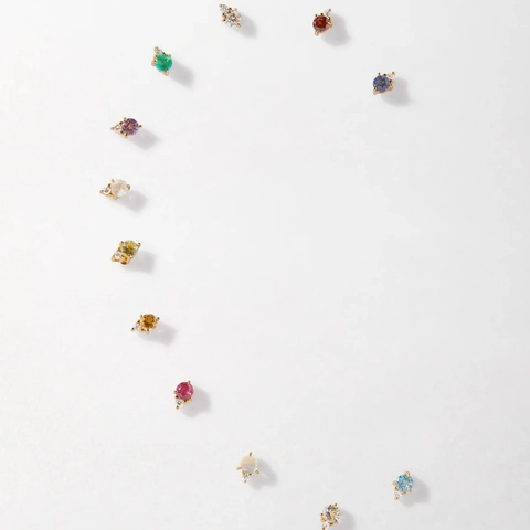 Runde Geburtsstein Ohrstecker Mit Edelstahl Ohrringpfosten Kupfer 14K Vergoldet Zirkonia Minimalistischer Schmuck Geschenk Damen