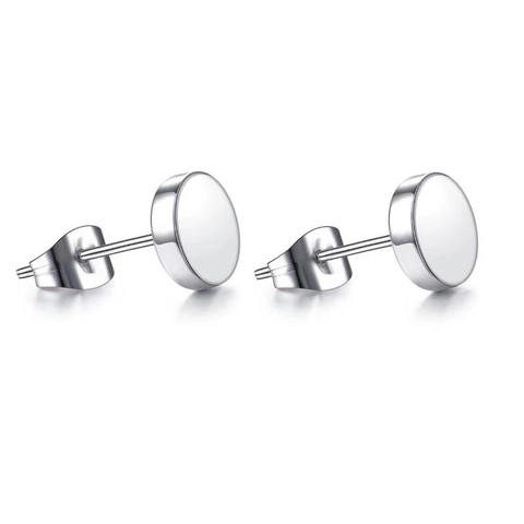 Minimalist Stainless Steel Circular Stud Earrings For Men Women Geometric Flat Disc High Polish Hypoallergenic Ear Studs
