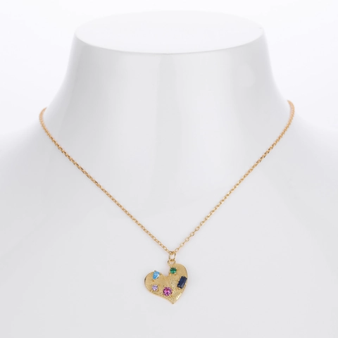 S925 Sterling Silver Heart Pendant Necklace Multi Color Zirconia Gold Silver Plated Chain Jewelry For Women Travel Gift