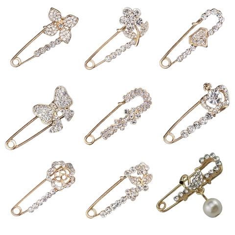 Spilla a Forma di Cigno e Fiore con Cristalli e Strass Spilla da Balia in Lega di Zinco per Abbigliamento Donna Gioielli