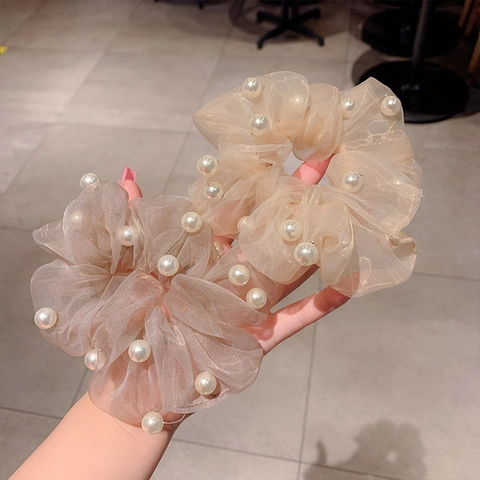 Elastici Per Capelli Eleganti In Organza Con Künstliche Perle Imitazione Stile Coreano Accessori Per Capelli Donna E Ragazza