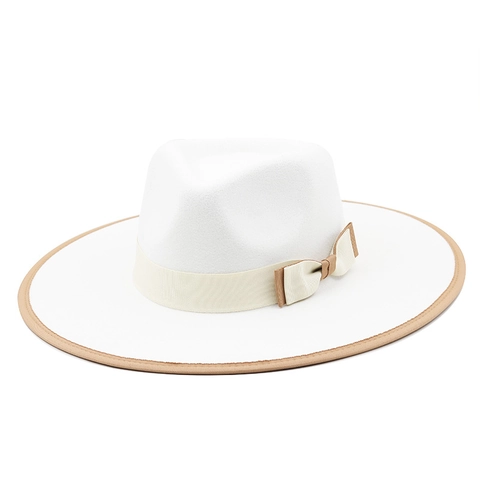 Wide Brim Fedora Hut Wollfilz Mischung Bogenband Elegant Vintage Britischen Stil Jazz Kappe Für Herren Damen