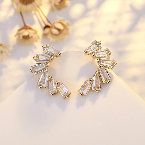 Elegante Halbmond Zirkonia Ohrstecker Kupfer Schmuck Für Damen Mit 925 Sterling Silber Ohrringpfosten