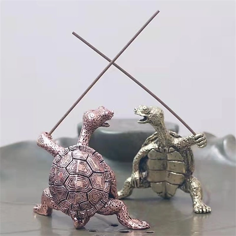 Kung Fu Schildkröte Räucherstäbchenhalter Zinklegierung Retro Tierfiguren Dekoration Kreativ Lustig Desktop Ornament Zen
