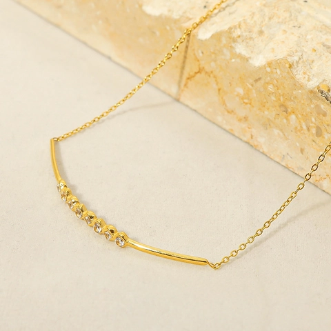Bracciale in Acciaio Inossidabile Minimalista da Donna Placcato Oro Con Strass Catena Regolabile Gioielli Regalo