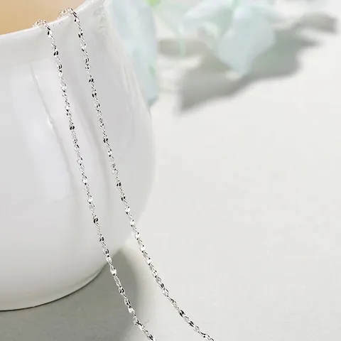 Cadena De Collar De Cobre Minimalista Para Mujeres Pulido O-Chain Box Water Wave Link Joyería De Moda Simple