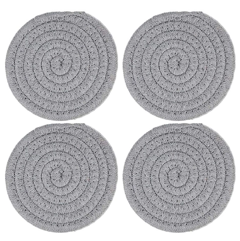 Dessous De Verre Tissés Ronds En Coton Sets De Table Résistants À La Chaleur Pour Table À Manger Décor De Cuisine Style Japonais Minimaliste