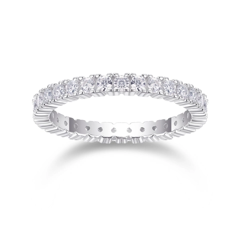 S925 Sterling Silver Full Eternity Moissanite Ring For Women D Color 3EX Brilliant Cut Stackable Band Jewelry Finger Ring