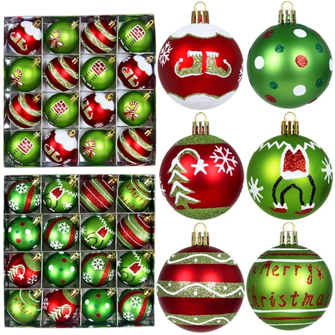 Palle Di Natale Plastica Galvanizzata Glitterata Motivi Di Fiocchi Dipinti Decorazione Di Festa Festiva Da Appendere Allalbero