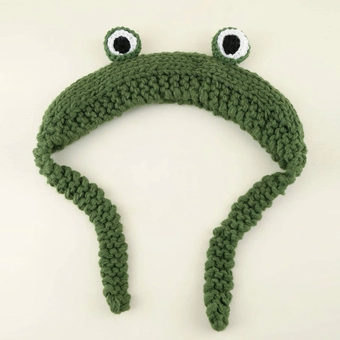 Frog Eye Beanie Knit Hat Hand Crocheted Ear Protection Kawaii Animal Balaclava For Winter Outdoor Warm Soft Acrylic