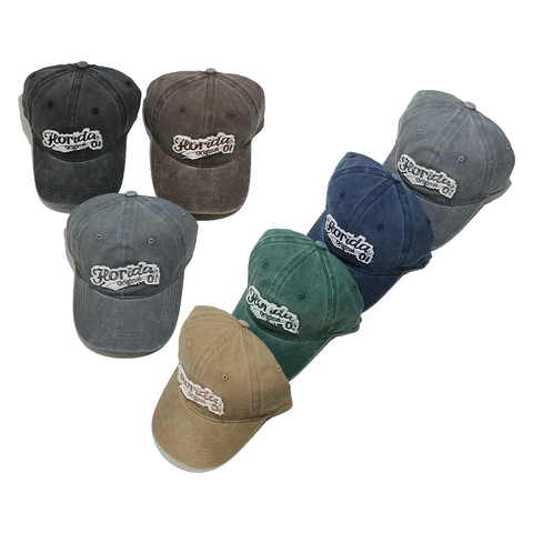 Florida Original 01 Buchstaben Stickerei Gewaschene Baumwolle Baseballkappe Retro Distressed Outdoor Verstellbare Sonnenhut Unisex