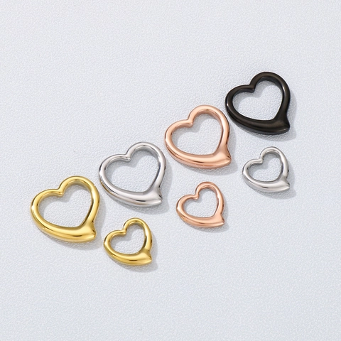 Colgante De Corazón Hueco Charm Acero Inoxidable Minimalista DIY Accesorio Para Hacer Joyas Collar Acabado Pulido