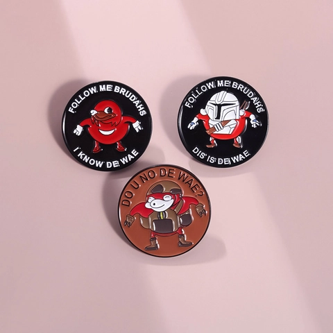Trendy Cartoon Meme Enamel Brooch Personalized Round Metal Badge Funny Character Jewelry For Clothes Backpack Accessories