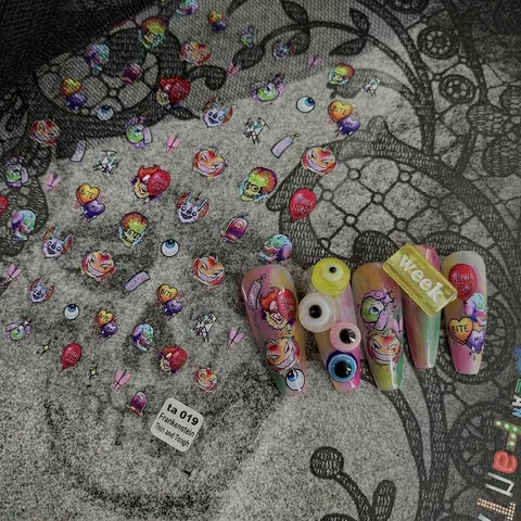 Adesivi Per Unghie Decalcomanie Adesive Flessibili Ultrasottili Per Manicure Halloween Zucca Teschio Floreale Stile Cartone Animato DIY