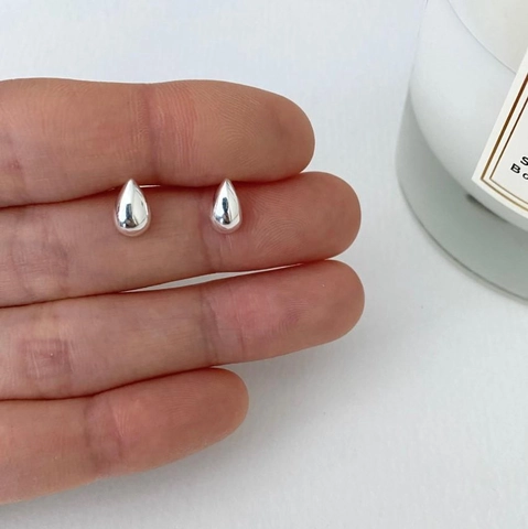 925 Sterling Silver Stud Earrings Minimalist Water Drop Shape Polished Jewelry For Women Korean Ins Style