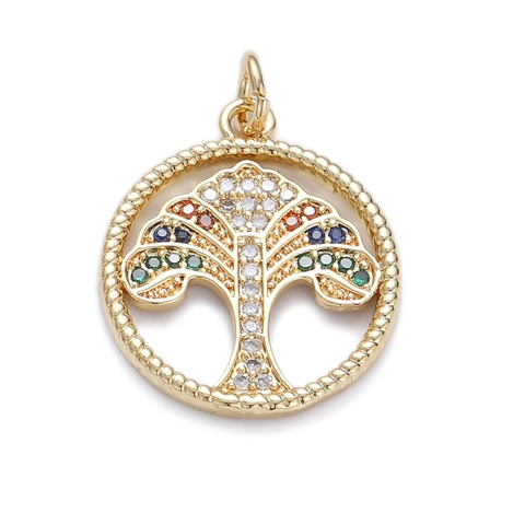 Tree Of Life Heart Elephant Butterfly Evil Eye Pendants DIY Jewelry Accessories Copper Zircon Gold Plated Necklaces