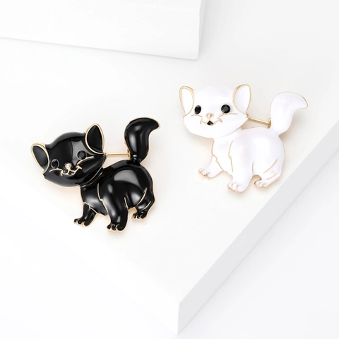 Vintage Kat Emaille Brosche Pin Schattige Kitten Dier Legering Strass Reversspeld Voor Dames Pak Kleding Accessoire Sieraden Cadeau