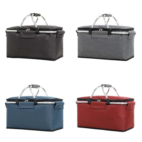 Draagbare Geisoleerde Picknickmand Opvouwbare Thermische Lunchtas Waterdichte Oxford Stof Koeltas Voor Buiten Camping Reizen