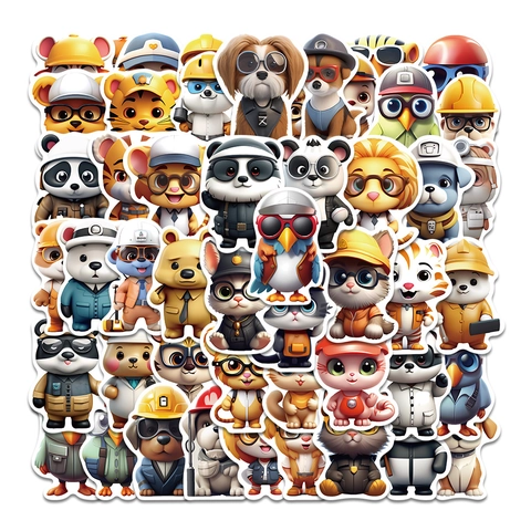 Simpatico Assortimento di Adesivi con Animali Cartoni Animati per Bambini Set di Decalcomanie in PVC Impermeabili per Laptop