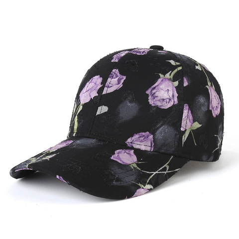 Casquette De Baseball Imprimé Rose Vintage Polyester Ajustable Protection Solaire Chapeau De Mode Pour Femmes Et Hommes