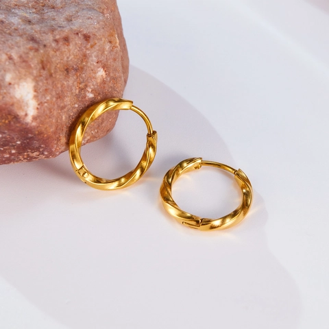 Gedraaide Hoop Oorbellen Roestvrij Staal Mobius Ring Geometrische Minimalistische Sieraden Voor Dames