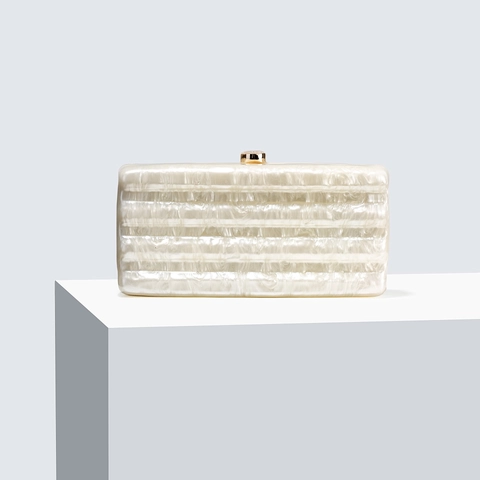 Acrylic Evening Clutch Bag Marble Pattern Hard Shell Horizontal Stripes With Metal Chain For Wedding Party Elegant Women