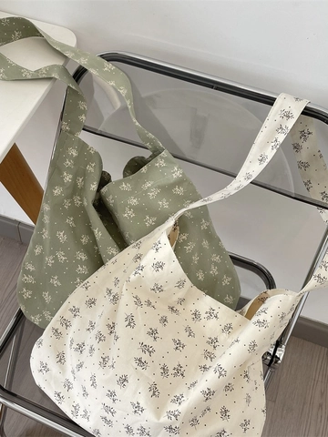 Bolso Bandolera De Lona Con Estampado Floral Gran Capacidad Bolso De Hombro Informal Con Hebilla Magnética