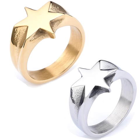 Anillo De Acero Inoxidable Con Estrella De Hexagrama Banda Pulida Retro Para Hombres Mujeres Joyería Unisex Estilo Punk