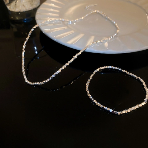 Collar De Cuentas Geométricas Irregulares Minimalista De Cobre Cadena De Clavícula Joyería Elegante