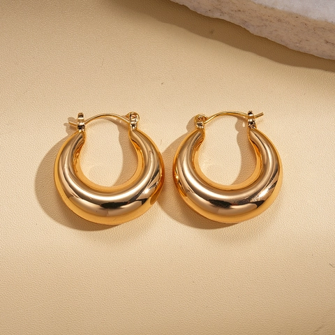 Chunky Creolen 18K Vergoldetes Kupfer Geometrisches Wassertropfen Design Minimalistischer Modeschmuck Für Damen Poliert