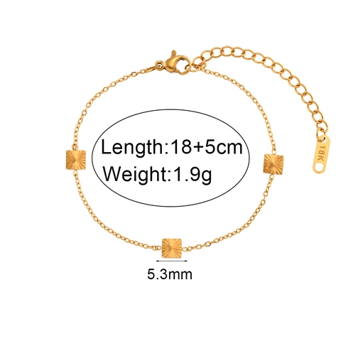 Minimalistisches Edelstahl Armband Für Damen 18K Vergoldet Verstellbar Geometrisches Blume Quadrat Anhänger Armband Schmuck