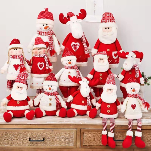 Bambole Di Peluche Babbo Natale Pupazzo Di Neve Renna Tessuto Maglia Ornamenti Natalizi Decorazione Interna Fatto A Mano Morbido