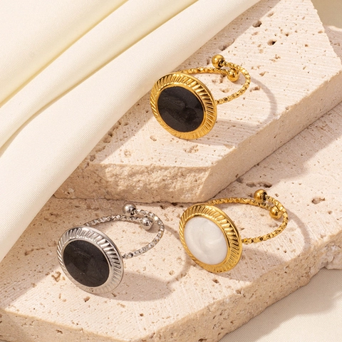 Anello Regolabile Aperto Tondo in Acciaio Inossidabile 304 Retrò Per Uomo Donna Stile Euro-Americano Gioielli di Moda di Alta Qualità Anello da Dito Personalità