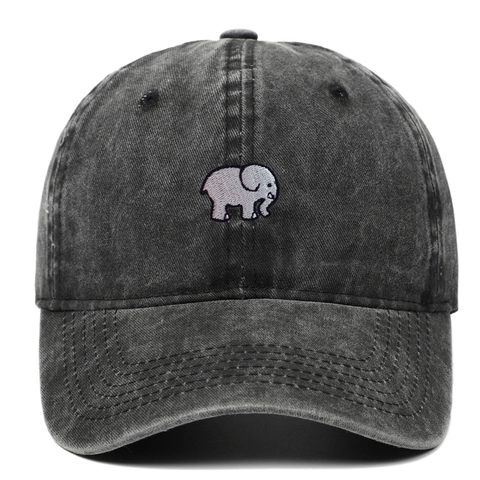 Cappellino Da Baseball In Cotone Lavato Ricamo Elefante Regolabile Traspirante Protezione Solare Outdoor Vintage Dad Hat