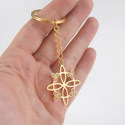 Stainless Steel Celtic Knot Triskelion Pendant Keychain Hollow Geometric Wicca Witch Knot Keychain For Car Key Bag Decoration Jewelry