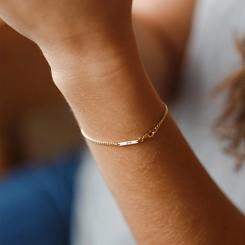 Minimalist Stainless Steel Curb Chain ID Bracelet For Women Gold Silver Plated Plain Bar Fashion Jewelry Charm Hand Chain