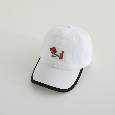 Kinder Schnelltrocknende Baseballkappe Cartoon Hund Stickerei Sonnenhut Kontrastpaspel Verstellbar Outdoor Sonnenschutz Hut Für Jungen Mädchen