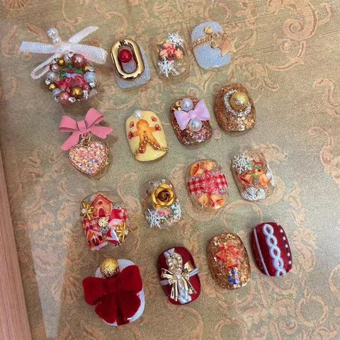 Christmas Nail Art Stickers Embossed Gingerbread Man Santa Claus Reindeer Festive Manicure Decoration For Women Girls
