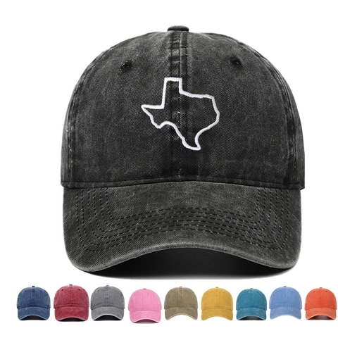 Cappello Da Baseball Ricamo Mappa Del Texas Cotone Lavato Retro Regolabile Vintage Dad Hat Outdoor Casual Parasole