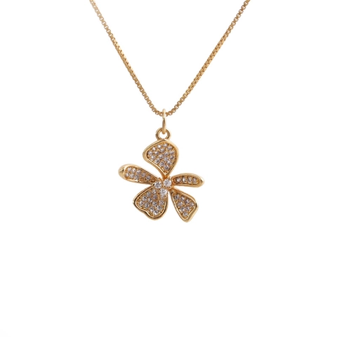 Elegante Collar Con Colgante De Cobre Bañado En Oro Con Circón Cadena De Caja Joyería De Moda Para Mujer