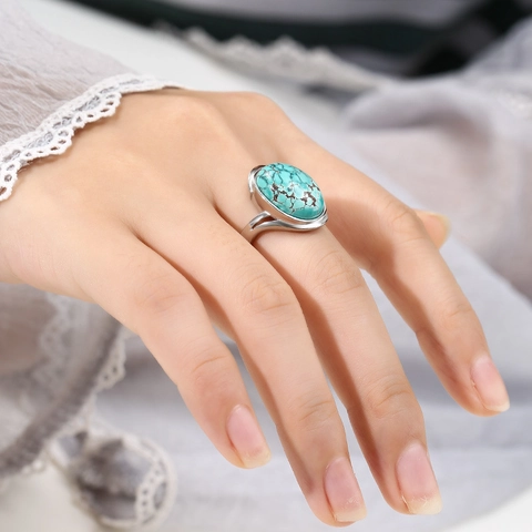 S925 Sterling Silver Oval Ring Blank Adjustable DIY Ring Setting Electroplated Open Finger Ring Base For Jewelry Making